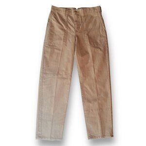 J Crew Womens Garment Dyed Cargo Pant in Chino Twill Sz 29 Tan Utility High Rise